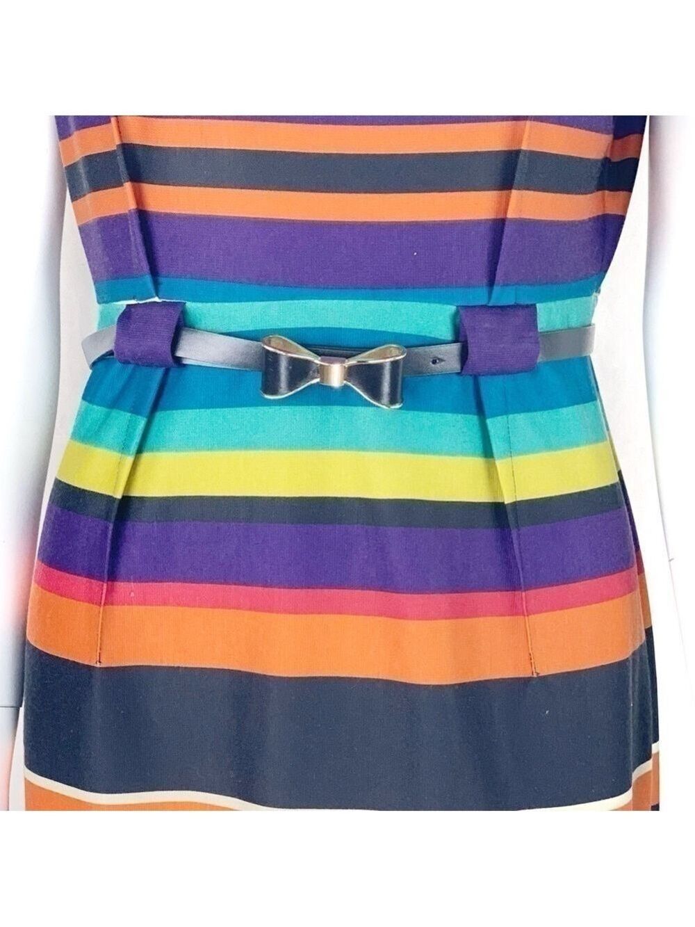 NWOT-EMMA & Michele Striped CapSleeve Belted Dress - Picture 3 of 16